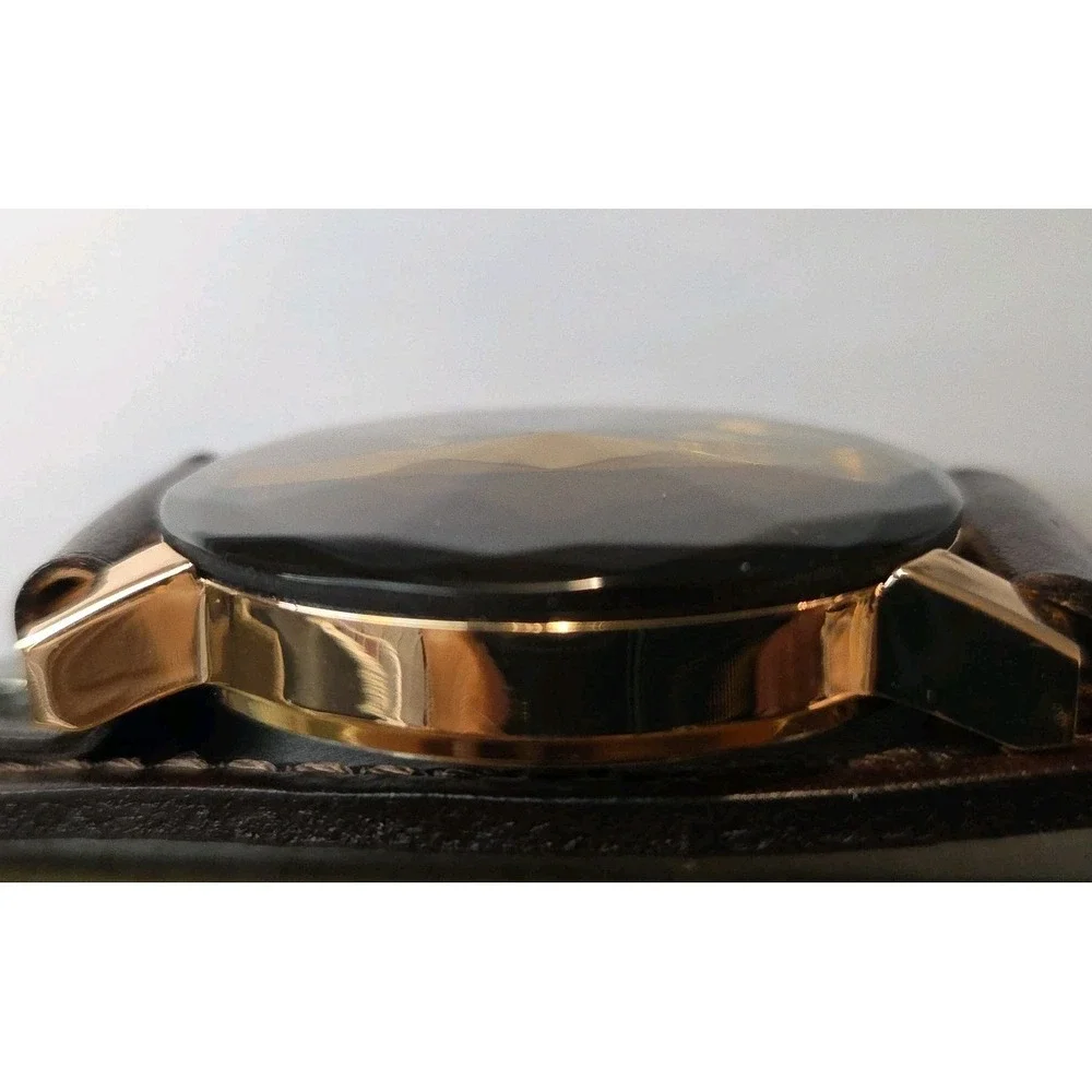 Vintage Dark Brown Leather-Look Eiffel‎ Tower Casual Wrist Watch